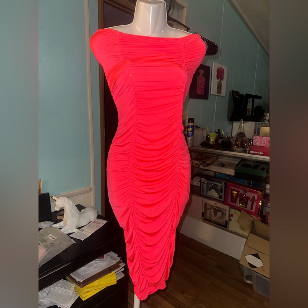 Elegant Pink Ruched Dress